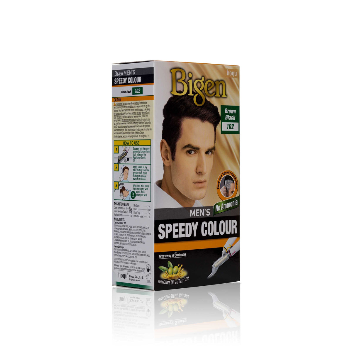 Bigen Men's Beard Colour Brown Black 102 (Pack of 3)
