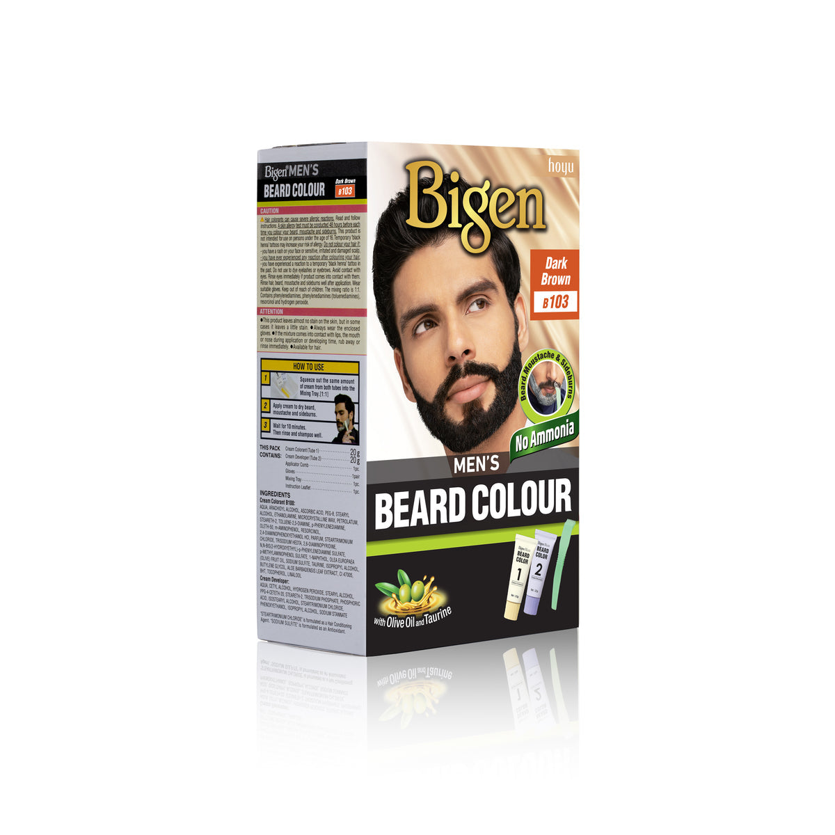 Bigen Men's Beard Colour Dark Brown 103 (Pack of 3)
