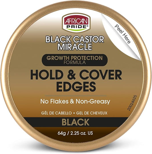 African Pride Black Castor Miracle Hold & Cover Edges 64g/2.25oz