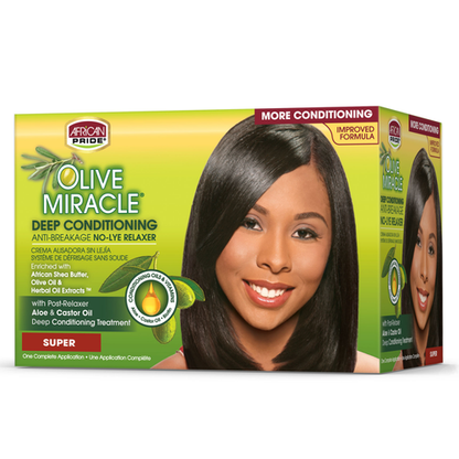 African Pride Olive Miracle Deep Conditioning No Lye Relaxer Super