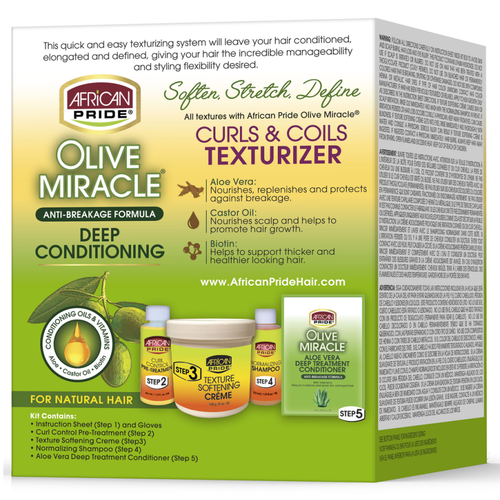 African Pride Olive Miracle Curls & Coils Texturizer Kit 400g/14.1 oz