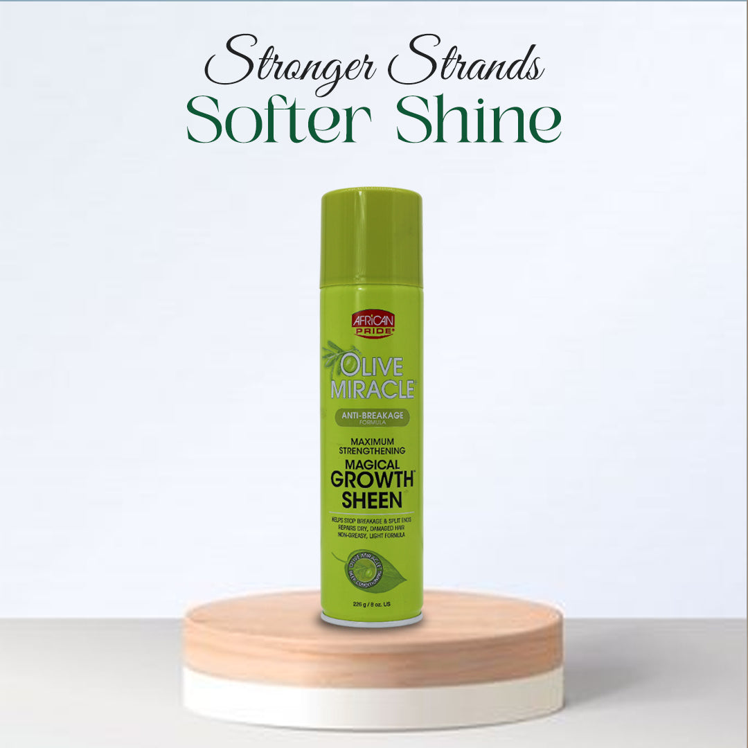 African Pride Olive Miracle Maximum Strengthening Magical Growth Sheen Spray 8oz