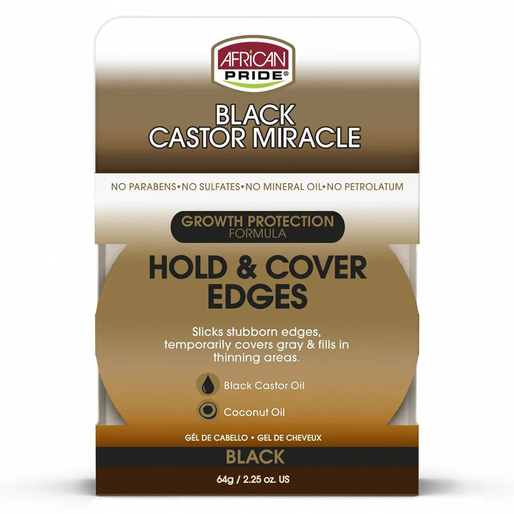 African Pride Black Castor Miracle Hold & Cover Edges 64g/2.25oz