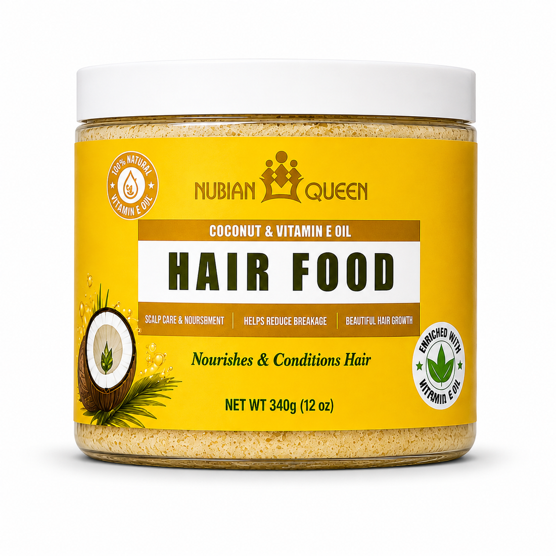 Nubian Queen Coconut & Vitamin E Oil Hair Food 340g/12oz