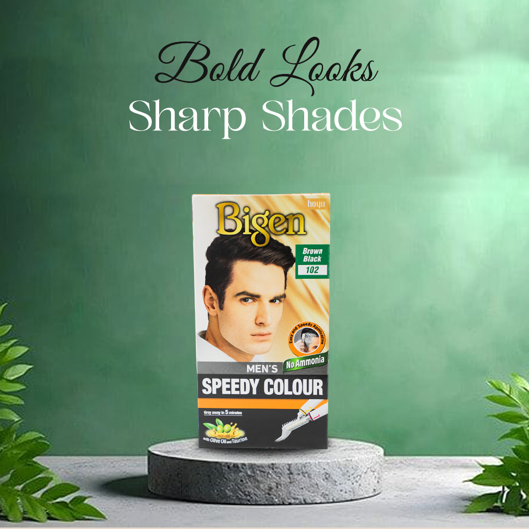 Bigen Men's Speedy Hair Colour - #102 Brown Black