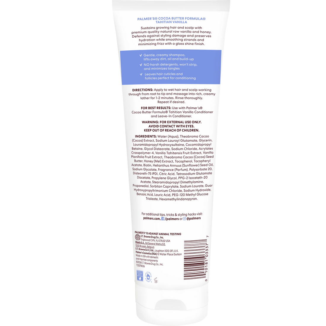 Palmer's Cocoa Butter Formula Tahitian Vanilla Shampoo 313ml/10.6oz