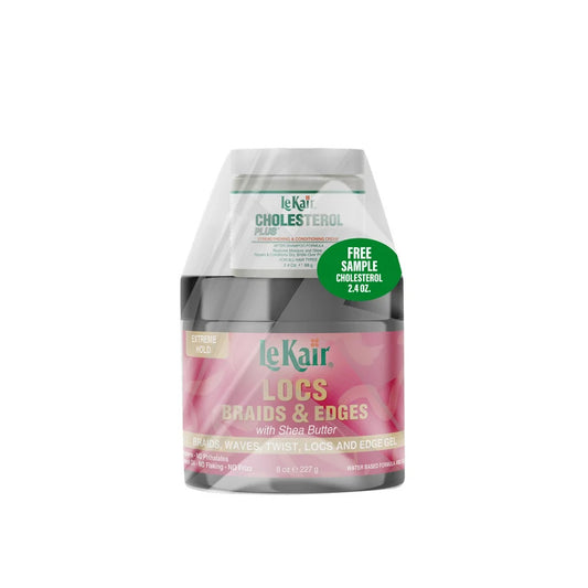 LeKair Locs Braids & Edges Gel 227g/8oz + Free Cholesterol Plus 58g/2.4oz